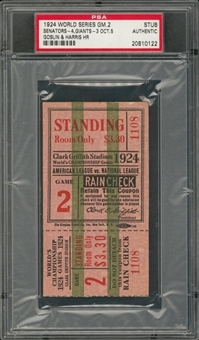 1924 World Series Game 2 Ticket Stub From 10/5/1924 - Goslin & Harris Home Runs (PSA)